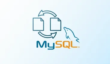 Ilustração de dois arquivos interagindo com a logo MySQL
