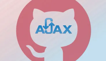 Logo do Ajax com a logo do Github ao fundo
