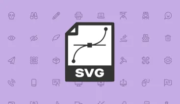 Ícone de SVG mostrando uma ferramenta de vetor e fundo com vários ícones
